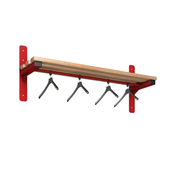 Wall mounted shelf with rail outlet
