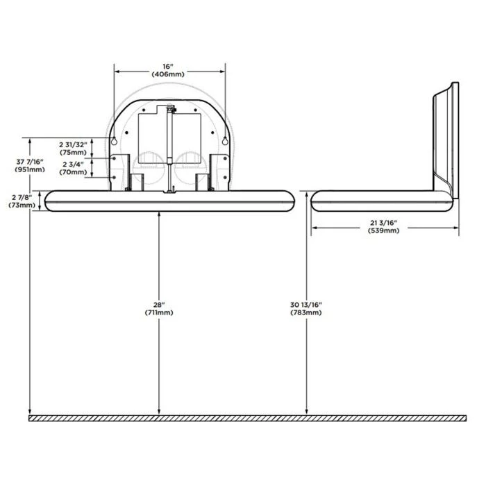 Koala Kare Commercial Baby Changer with Stainless Steel Fascia