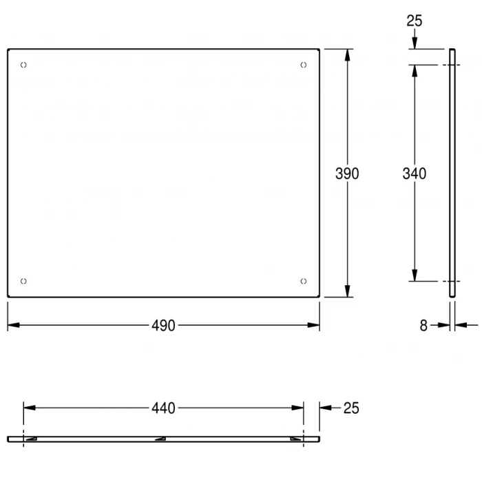 KWC DVS Polished Stainless Steel Mirror with Reinforcement Plate