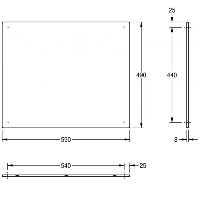 KWC DVS Polished Stainless Steel Mirror with Reinforcement Plate 