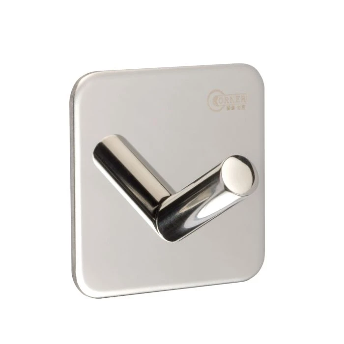 Single Coat Hook on 3M Adhesive Plate Commercial Washrooms