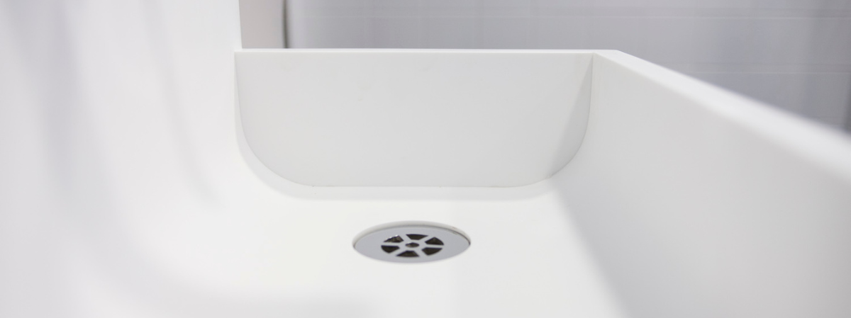 Corian and HIMACS solid surface for commercial washrooms