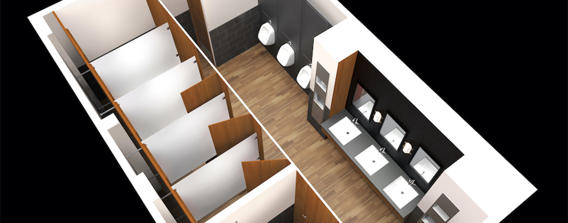 Washroom toilet cubicle configuration