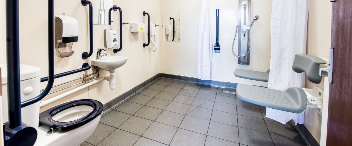 What are the dimensions of a disabled changing room?