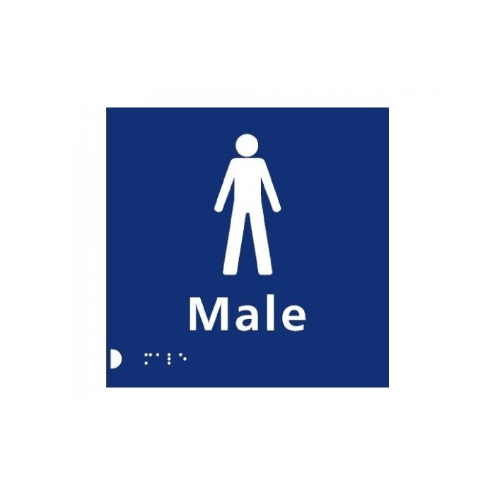 Male Braille Sign - Blue Plastic Male Braille Sign - Blue Plastic