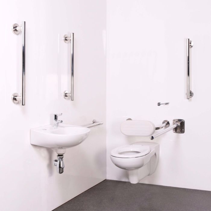 Wall Hung Doc M Toilet Pack with Delux Stainless Steel Grab Rails Wall Hung Doc M Toilet Pack with Delux Stainless Steel Grab Rails