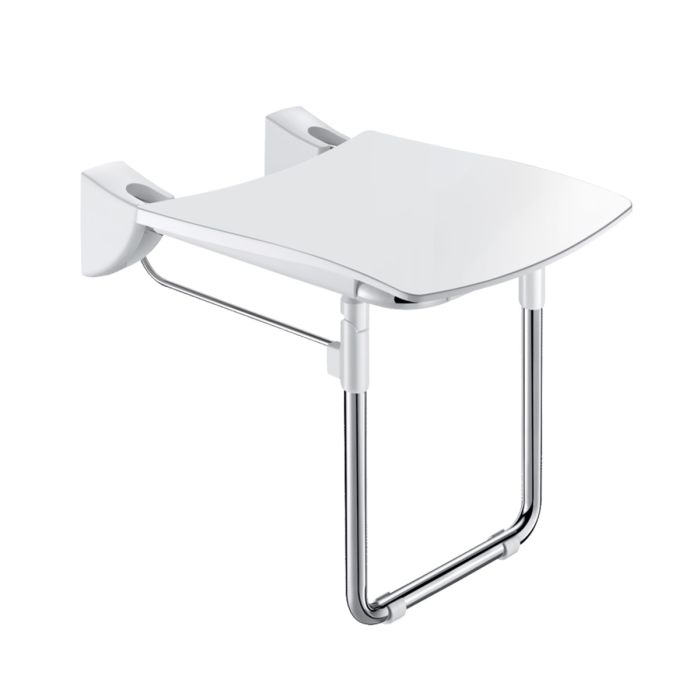 Delabie Wall Mounted Shower Seat with Leg - Stainless Steel Delabie Wall Mounted Shower Seat with Leg - Stainless Steel