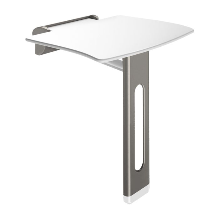 Be-Line Lift-Up Shower Seat with Leg - Metallised Anthracite | Delabie Be-Line Lift-Up Shower Seat with Leg - Metallised Anthracite | Delabie