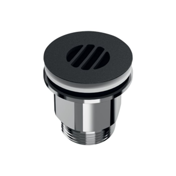 Matte Black HYGIENA waste with concave grid for basins | Delabie Matte Black HYGIENA waste with concave grid for basins | Delabie