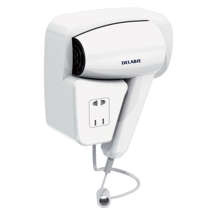 Delabie Wall Hung Hair Dryer with Shaver Socket Delabie Wall Hung Hair Dryer with Shaver Socket