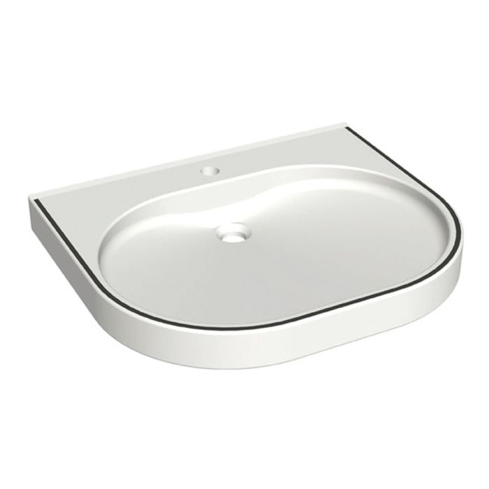 KWC DVS VariusCare Wheelchair Accessible Washbasin With Black Colour Stripe KWC DVS VariusCare Wheelchair Accessible Washbasin With Black Colour Stripe
