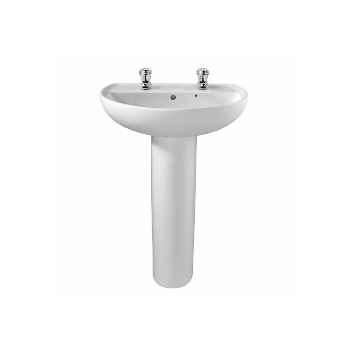 Twyford Alcona Wall Hung Wash Basin 500mm - 2 Tap Holes Twyford Alcona Wall Hung Wash Basin 500mm - 2 Tap Holes