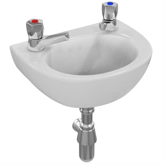 Sandringham 21 35cm Handrinse Washbasin with 2 tapholes overflow and chainstay hole | Commercial Washrooms Sandringham 21 35cm Handrinse Washbasin with 2 tapholes overflow and chainstay hole | Commercial Washrooms