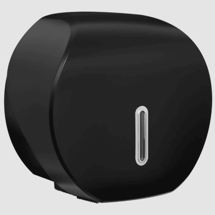 HALO Large Black Jumbo Toilet Roll Dispenser (Silver Window) HALO Large Black Jumbo Toilet Roll Dispenser (Silver Window)
