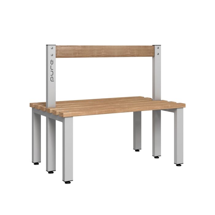 1000mm Double Sided Low Bench Seat with Back Rest and Beech Slats