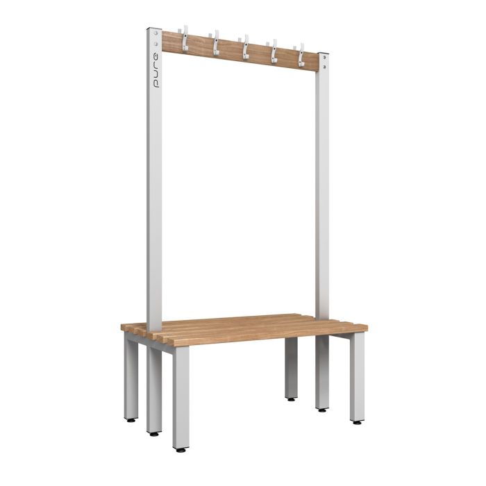 1000mm Double Sided Changing Room Hook Bench Seat with Beech Slats 