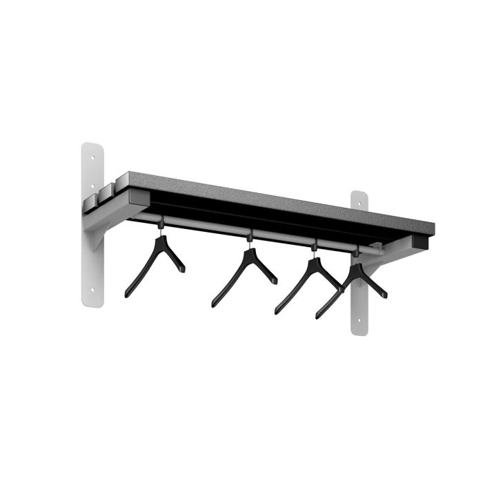 1000mm Black Polymer Wall Mounted Shelf and Hanger Rail 1000mm Black Polymer Wall Mounted Shelf and Hanger Rail