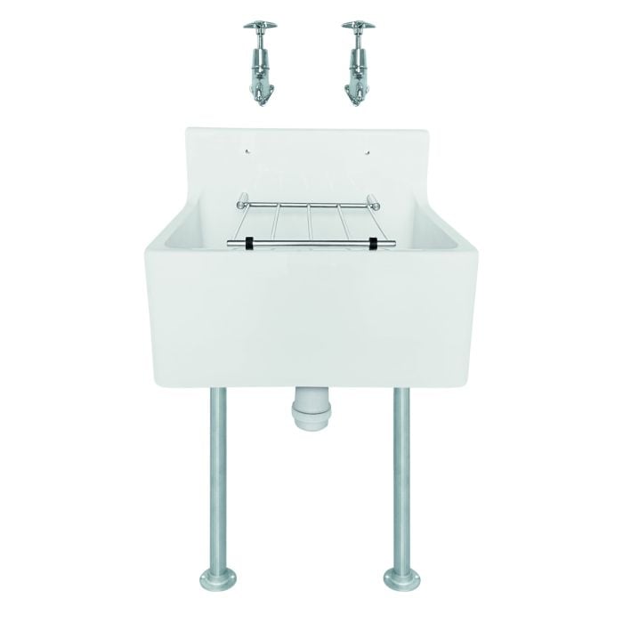 20" Low Back Cleaners Sink with Lever Taps Pack | Commercial Washrooms 20" Low Back Cleaners Sink with Lever Taps Pack | Commercial Washrooms