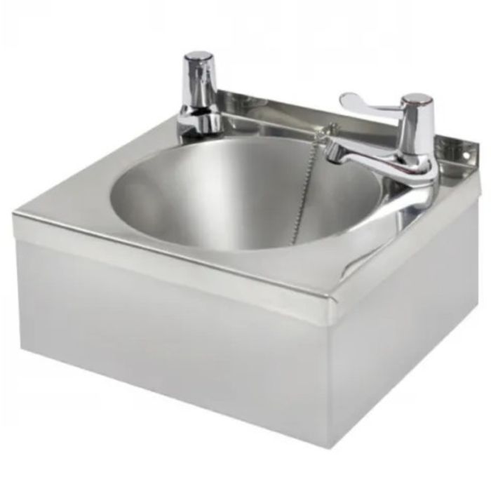 KWC DVS Model “A” Square Polished Stainless Steel Washbasin - With Lever Taps KWC DVS Model “A” Square Polished Stainless Steel Washbasin - With Lever Taps