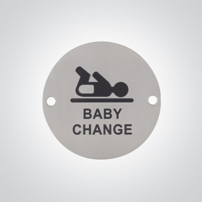 Dolphin Baby Change Sign - Satin Stainless Steel Dolphin Baby Change Sign - Satin Stainless Steel