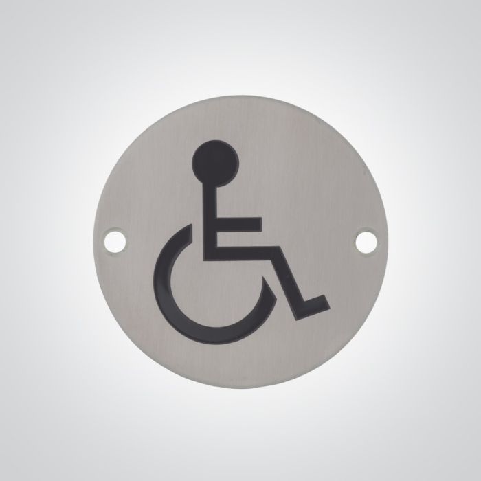 Dolphin Disabled Toilet Sign - Satin Stainless Steel Dolphin Disabled Toilet Sign - Satin Stainless Steel