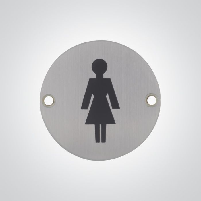 Dolphin Female Toilet Sign - Satin Stainless Steel Dolphin Female Toilet Sign - Satin Stainless Steel