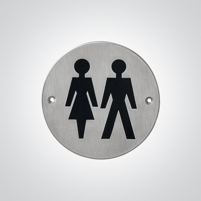 Dolphin Unisex Toilet Sign - Satin Stainless Steel Dolphin Unisex Toilet Sign - Satin Stainless Steel