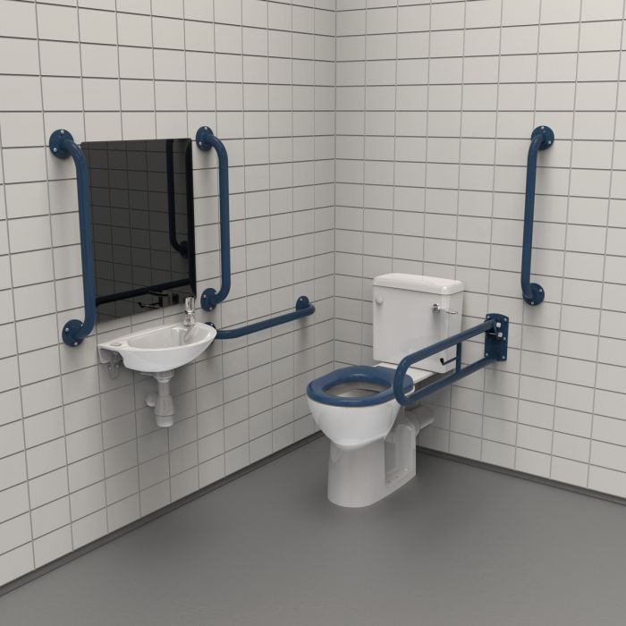 Fitzroy Of London Rimless Close Coupled Doc M Toilet Pack with Exposed Fixings - Dark Blue