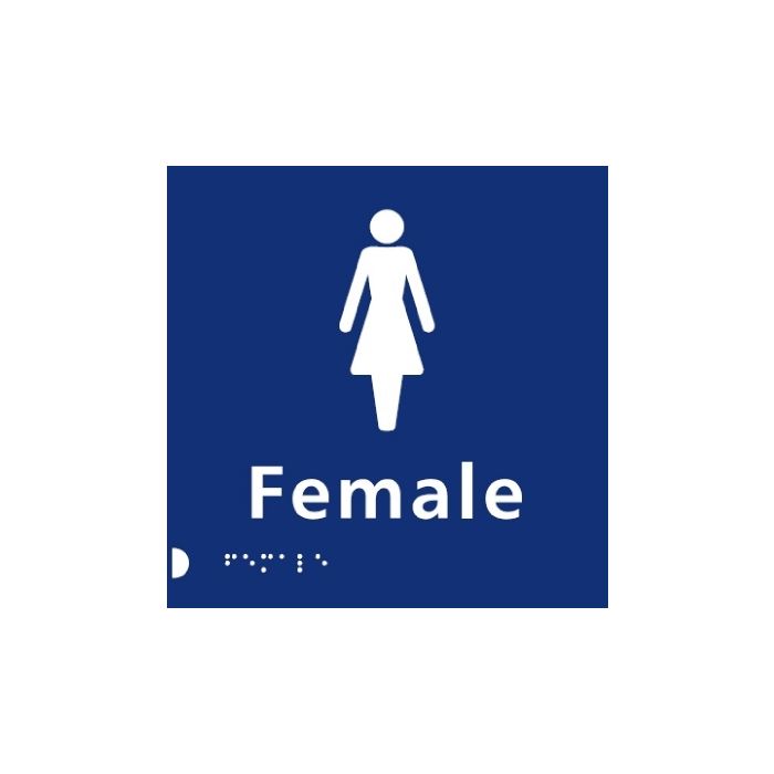 Female Braille Toilet Sign - Blue Plastic Female Braille Toilet Sign - Blue Plastic
