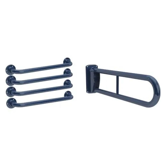 KWC DVS Hinged 760 mm Grab Rail and Four Straight Grab Rails 600 mm Pack Blue KWC DVS Hinged 760 mm Grab Rail and Four Straight Grab Rails 600 mm Pack Blue