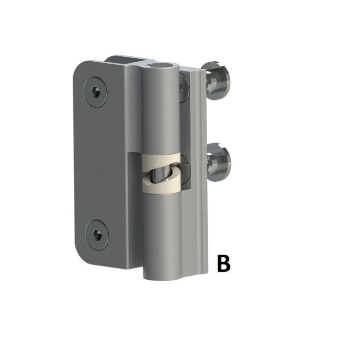 Satin Anodised Cubicle Hinge (Pair) with 2 T-Nut Fixings Satin Anodised Cubicle Hinge (Pair) with 2 T-Nut Fixings