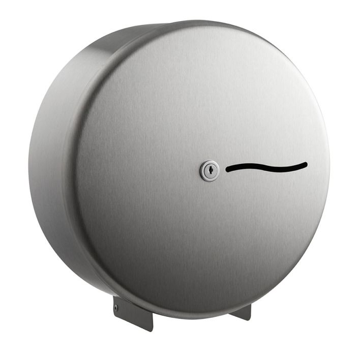 Brushed Stainless Steel Mini Jumbo Toilet Roll Dispenser - 10" Mini Jumbo  | Commercial Washrooms