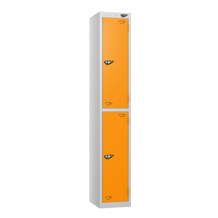 Two Door Metal Locker - Orange Doors Two Door Metal Locker - Orange Doors