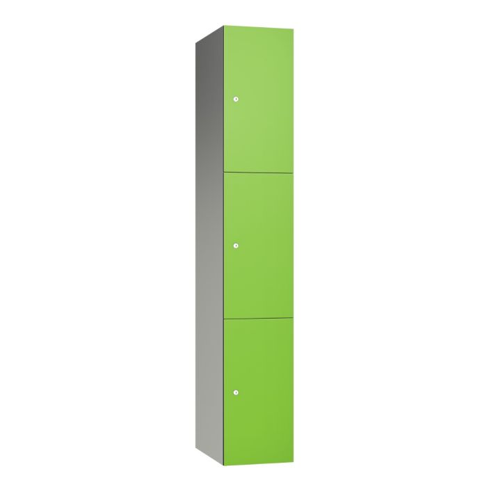 Three Door Supreme Wet Area Locker with Lime Green SGL Laminate Doors Three Door Supreme Wet Area Locker with Lime Green SGL Laminate Doors