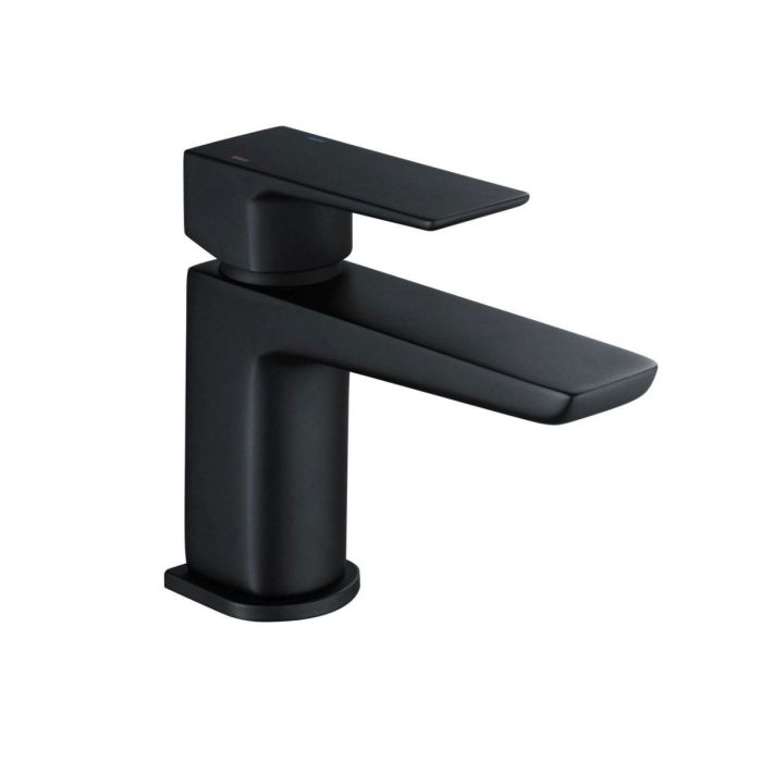 Rak Moon Mini Mono Basin Mixer Tap with Clicker Waste - Matt Black | Commercial Washrooms