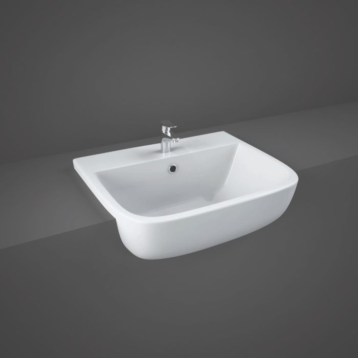 RAK-Series 600 52cm Semi Recessed Basin with 1 Tap Hole | Commercial Washrooms RAK-Series 600 52cm Semi Recessed Basin with 1 Tap Hole | Commercial Washrooms