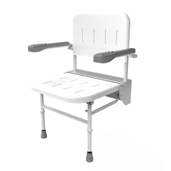 Fitzroy Of London Premium Wall Mounted Shower Seat With Back, Arms And Legs - no padding | Commercial Washrooms Fitzroy Of London Premium Wall Mounted Shower Seat With Back, Arms And Legs - no padding | Commercial Washrooms