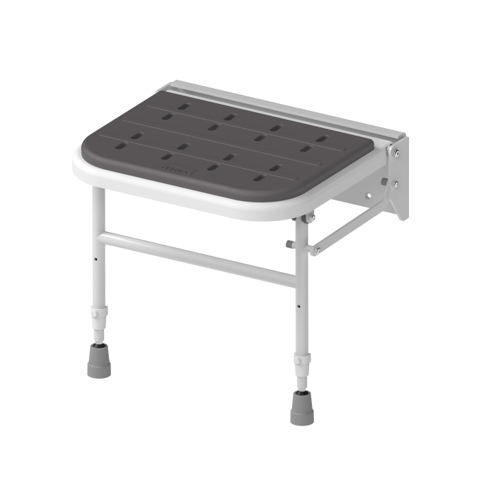 Fitzroy Of London Premium Wall Mounted Shower Seat, Legs, Padded - Grey | Commercial Washrooms Fitzroy Of London Premium Wall Mounted Shower Seat, Legs, Padded - Grey | Commercial Washrooms
