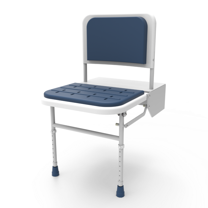 Fitzroy Of London Wall-Mounted Padded Doc M Shower Seat - Dark Blue pads | Commercial Washrooms Fitzroy Of London Wall-Mounted Padded Doc M Shower Seat - Dark Blue pads | Commercial Washrooms