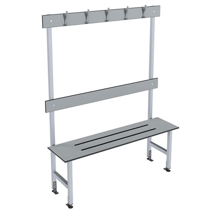 Single Sided Island Changing Room Bench Seat - SGL Slats - Grey