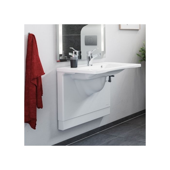 Pressalit Manual Height Adjustable Basin Bracket and Wash Basin Pack | Commercial Washrooms Pressalit Manual Height Adjustable Basin Bracket and Wash Basin Pack | Commercial Washrooms