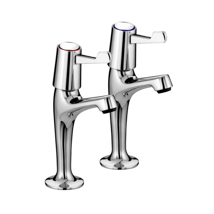 Bristan Lever High Neck Pillar Taps Chrome With Ceramic Disc Valves