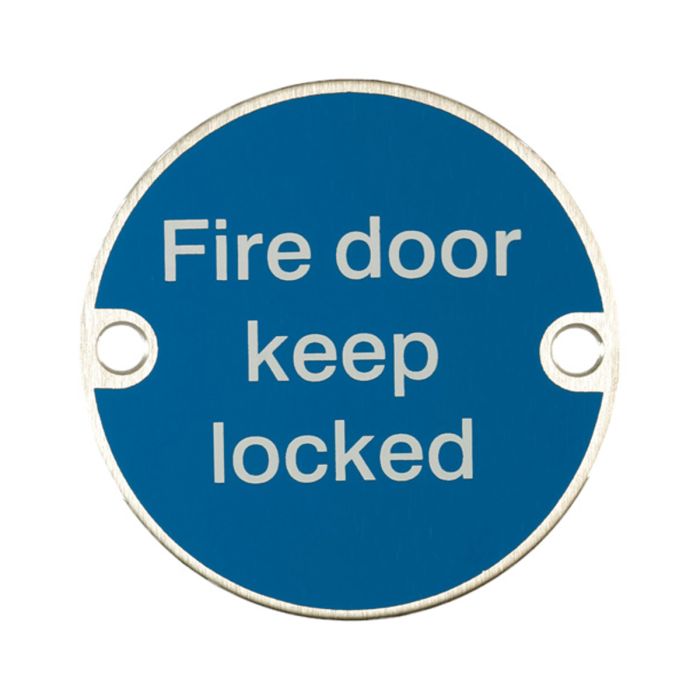 Fire Door Keep Locked Sign - Stainless Steel Fire Door Keep Locked Sign - Stainless Steel
