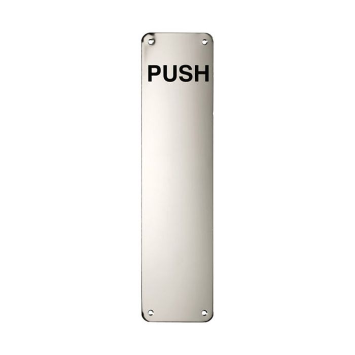 Stainless Steel Push Plate - Labelled, Polished
