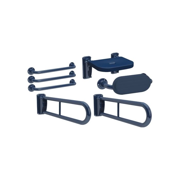 KWC DVS Two Hinged Grab Rail Three Straight Grab Rails Shower Seat and Back Rest Pack
