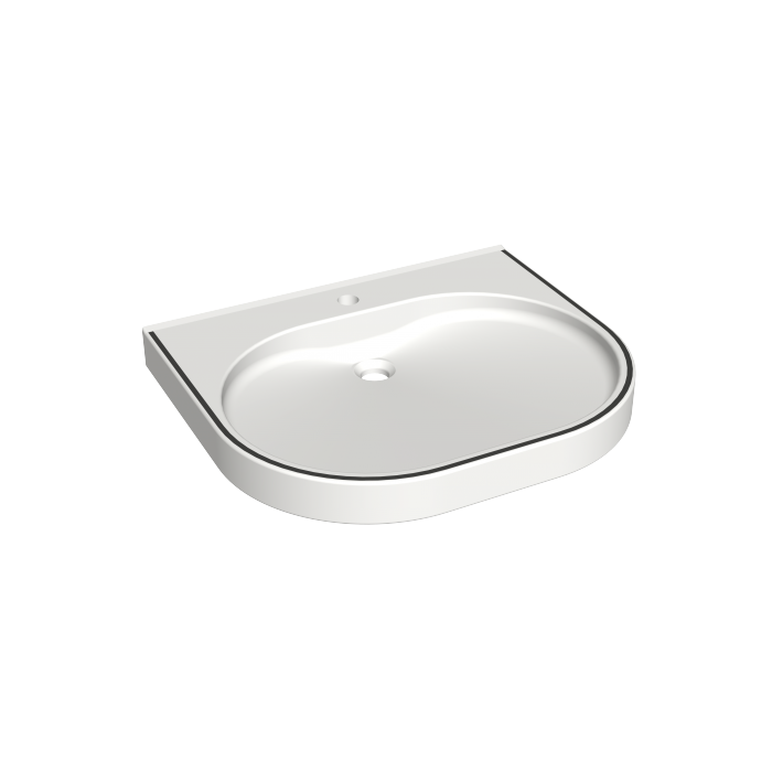 VariusCare wheelchair accessible washbasin with black colour stripe | KWC DVS VariusCare wheelchair accessible washbasin with black colour stripe | KWC DVS