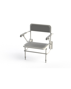 NymaPRO Wall Mounted Padded Extra Wide Shower Seat with Back, Arms, Legs - Grey