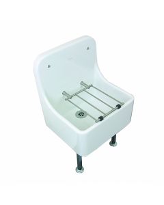 Twyford High Back Cleaner's Sink, 470mm x 400mm, with 310mm high splash back and grating.