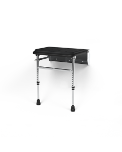 Fitzroy of London Premium Wall Mounted Shower Seat, Legs, Padded, Polished Aluminium Frame, Black