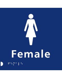 Female Braille Toilet Sign - Blue Plastic